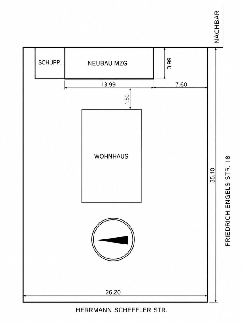 „Grundstücksplan / Lage der Gebäude“