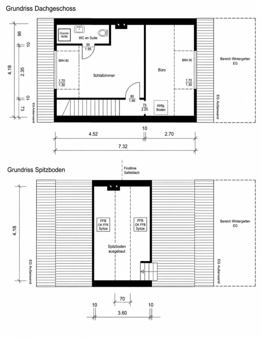 Grundriss DG und Spitzboden