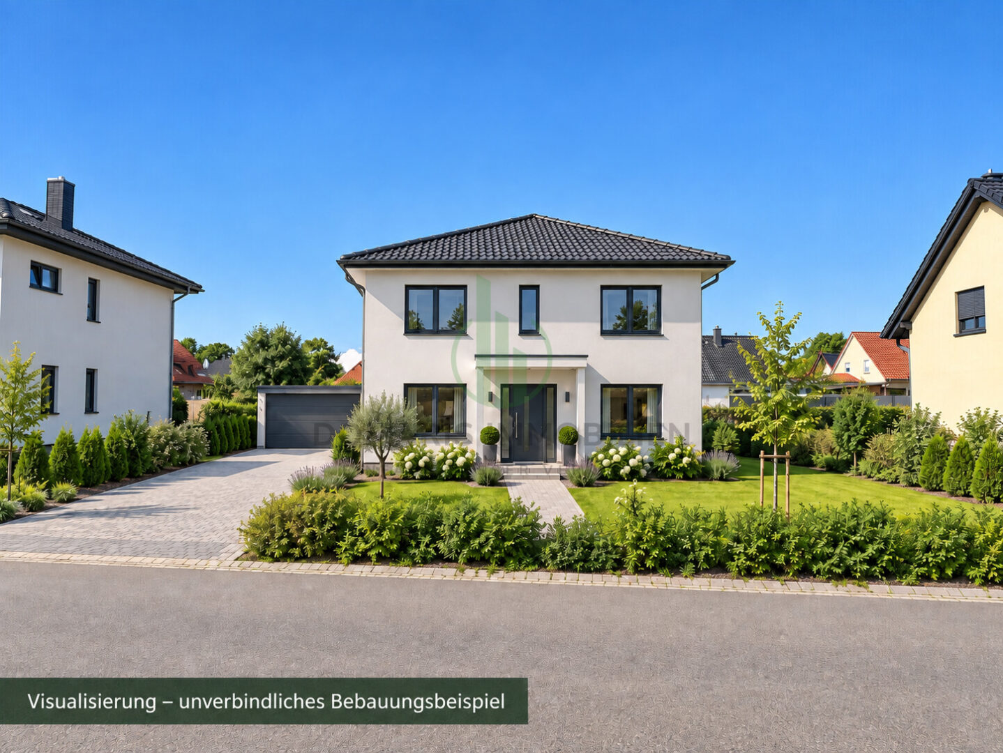 KI-Visualisierung – unverbindliches Bebauungsbeispiel